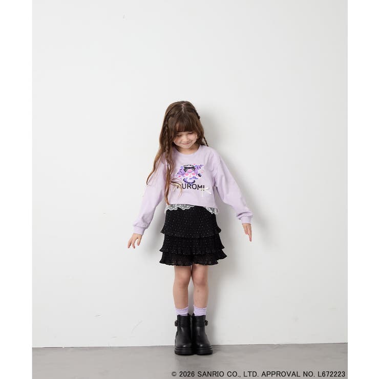 [100-140]クロミ裾レースクロップドTシャツ | a.v.v【KIDS】 | 詳細画像5 