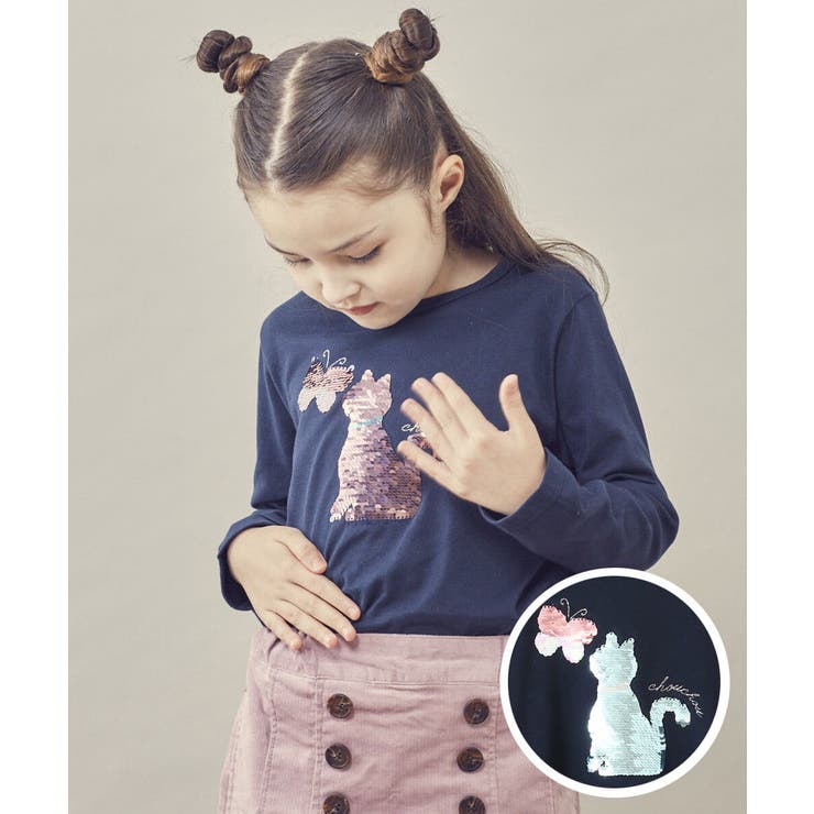 140-150]スパンコールアソート長袖Tシャツ[品番：ITKW0005616]｜a.v.v