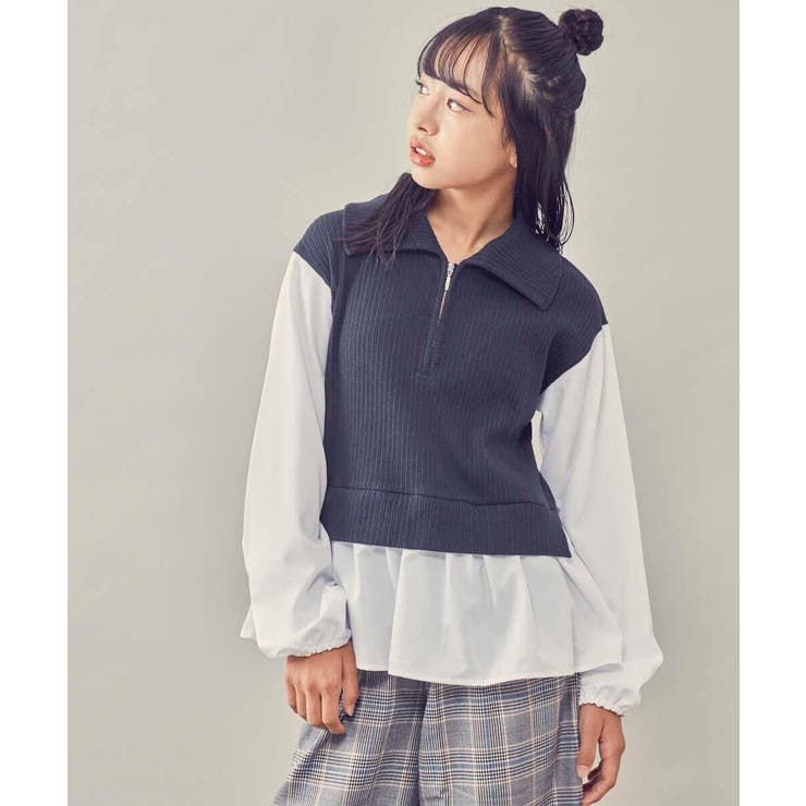 [140-150]ハーフジップ ドッキングトップス | a.v.v【KIDS】 | 詳細画像1 