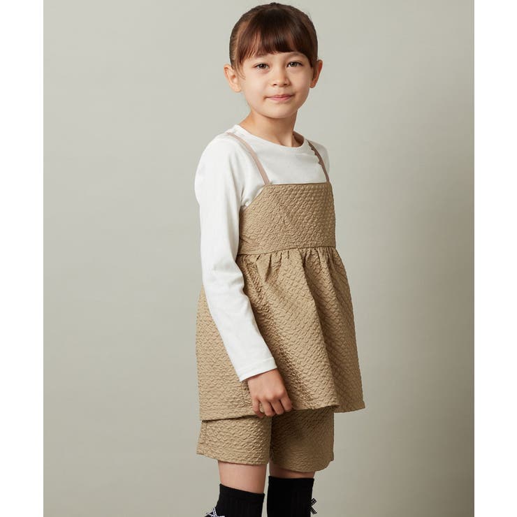 ベージュ | [100-130]【セットアップ対応】フクレキャミドッキングカットソー | a.v.v【KIDS】