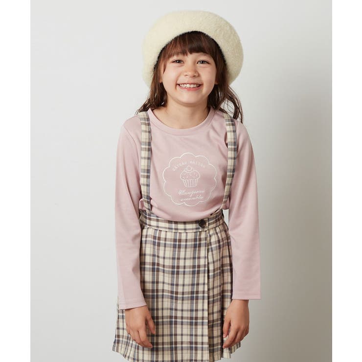 ピンク | [100-130]カップケーキ刺繍ロンＴ | a.v.v【KIDS】