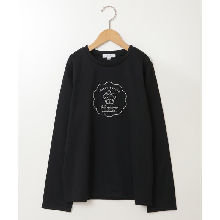 ブラック | [100-130]カップケーキ刺繍ロンＴ | a.v.v【KIDS】