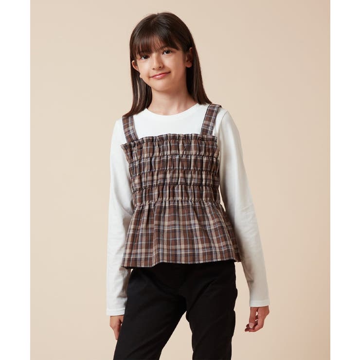 [100-130]シャーリングビスチェドッキングトップス | a.v.v【KIDS】 | 詳細画像10 