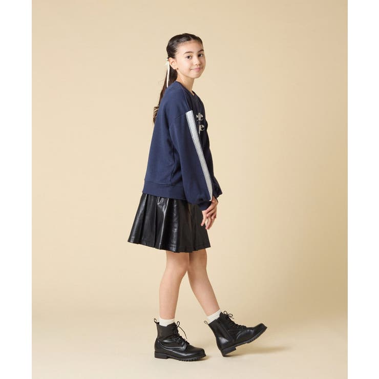 [130 160]【袖デザイン プリントロゴ＋パール調デザイン | a.v.v【KIDS】 | 詳細画像17 