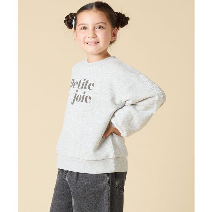 [130 160]【袖デザイン プリントロゴ＋パール調デザイン | a.v.v【KIDS】 | 詳細画像3 