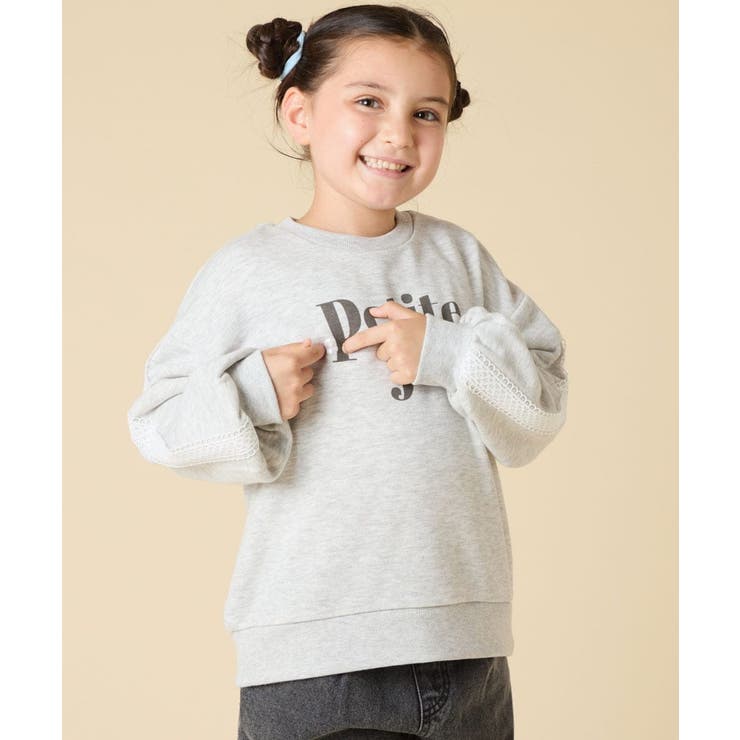 [130 160]【袖デザイン プリントロゴ＋パール調デザイン | a.v.v【KIDS】 | 詳細画像4 