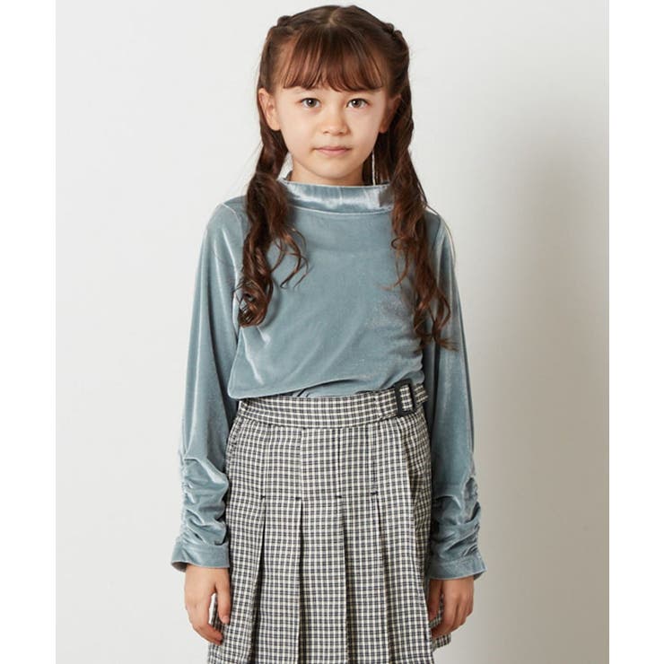 ライトブルー | [100-130]ベロアハイネックトップス | a.v.v【KIDS】