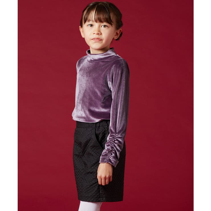 ラベンダー | [100-130]ベロアハイネックトップス | a.v.v【KIDS】