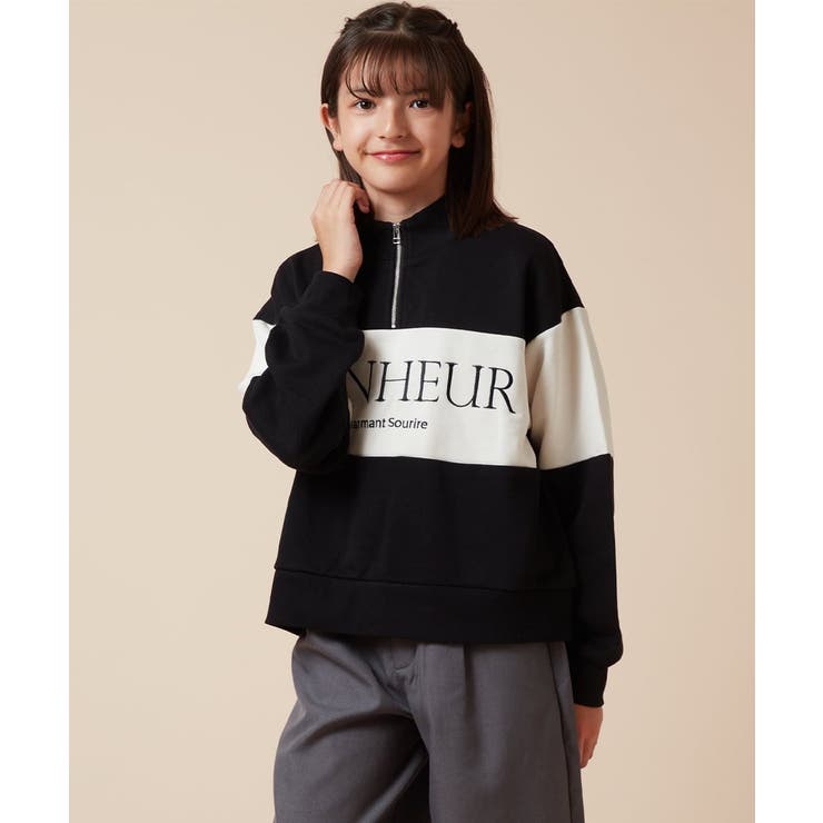 [130]ハーフジップ配色ロゴスウェット | a.v.v【KIDS】 | 詳細画像3 