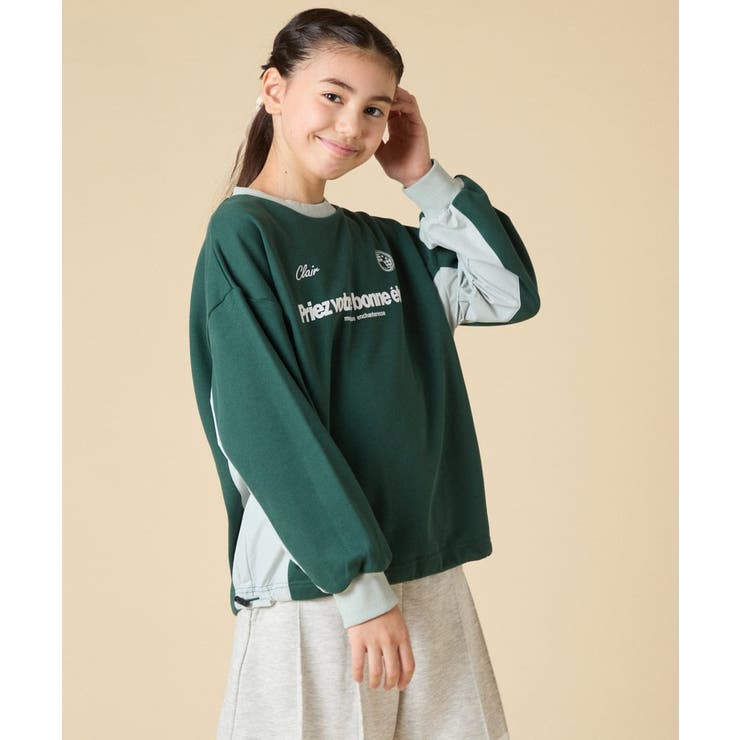 [130-160]【切り替えバイカラー/スポーティ】配色切り替えロゴトレーナー | a.v.v【KIDS】 | 詳細画像3 