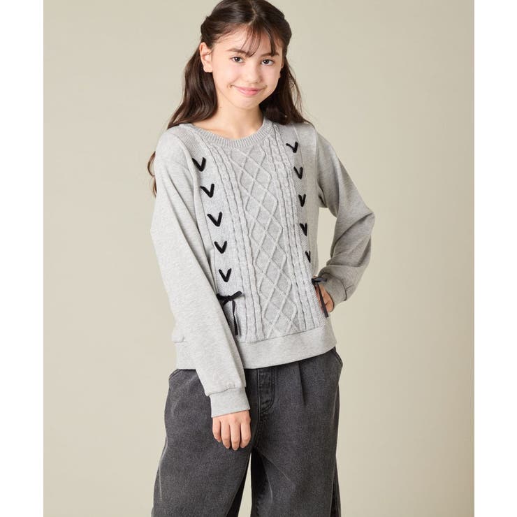 [120 160]【通学にもオススメ ケーブルニット×裏毛 | a.v.v【KIDS】 | 詳細画像13 