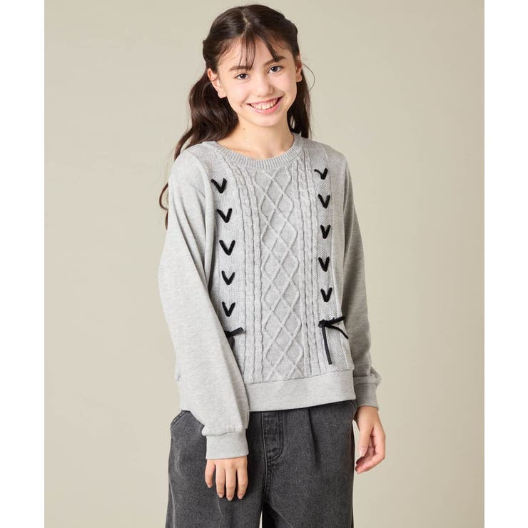 [120 160]【通学にもオススメ ケーブルニット×裏毛 | a.v.v【KIDS】 | 詳細画像14 