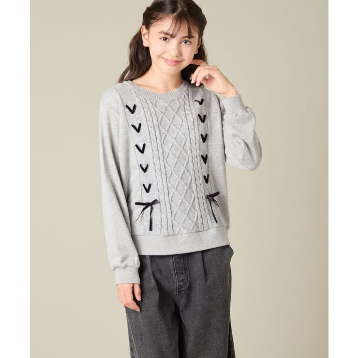 [120 160]【通学にもオススメ ケーブルニット×裏毛 | a.v.v【KIDS】 | 詳細画像15 