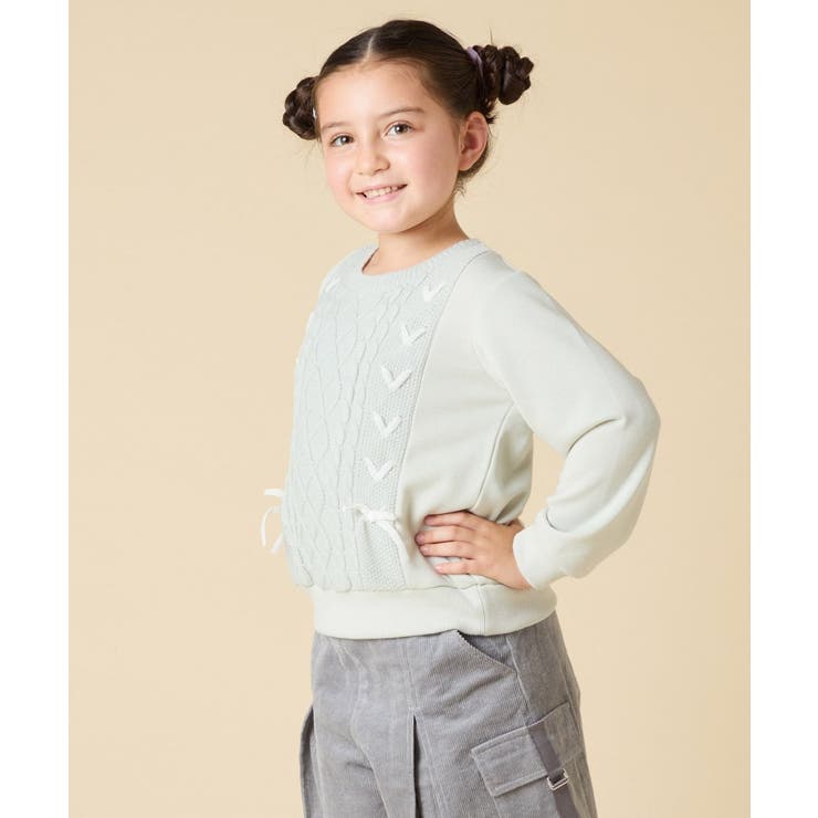 [120 160]【通学にもオススメ ケーブルニット×裏毛 | a.v.v【KIDS】 | 詳細画像2 