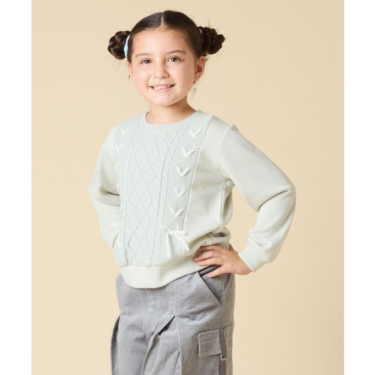 [120 160]【通学にもオススメ ケーブルニット×裏毛 | a.v.v【KIDS】 | 詳細画像3 