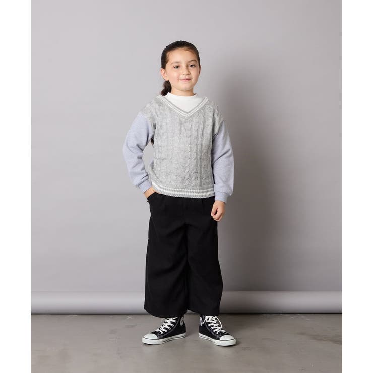 [120-160]配色ラインケーブルニットドッキングトレーナー | a.v.v【KIDS】 | 詳細画像10 