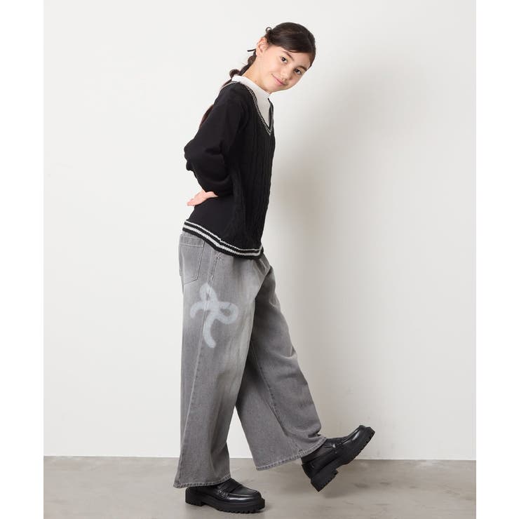 [120-160]配色ラインケーブルニットドッキングトレーナー | a.v.v【KIDS】 | 詳細画像17 