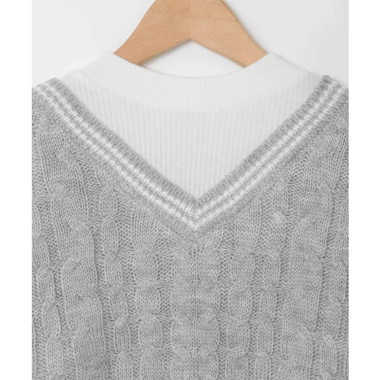 [120-160]配色ラインケーブルニットドッキングトレーナー | a.v.v【KIDS】 | 詳細画像25 