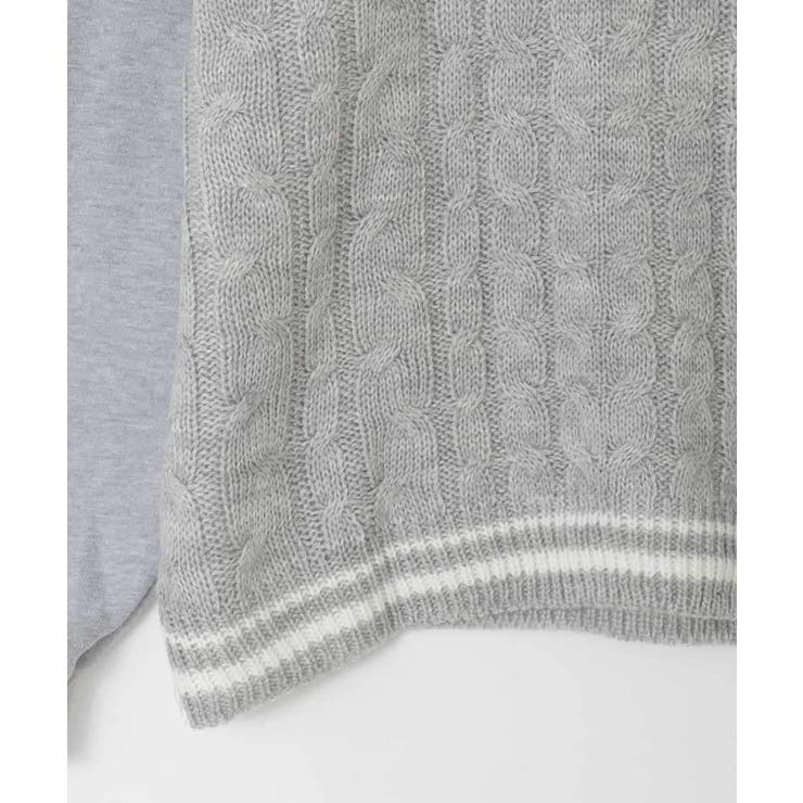 [120-160]配色ラインケーブルニットドッキングトレーナー | a.v.v【KIDS】 | 詳細画像27 