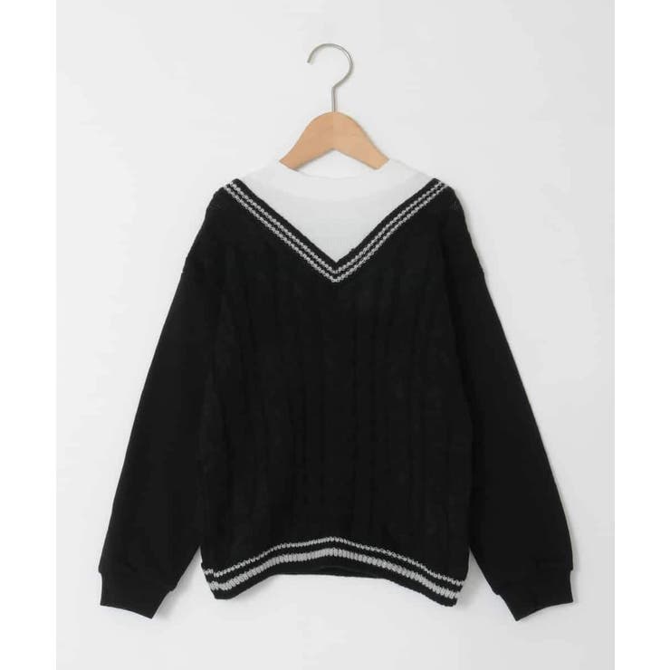 [120-160]配色ラインケーブルニットドッキングトレーナー | a.v.v【KIDS】 | 詳細画像29 