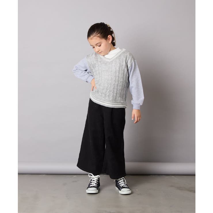 [120-160]配色ラインケーブルニットドッキングトレーナー | a.v.v【KIDS】 | 詳細画像5 