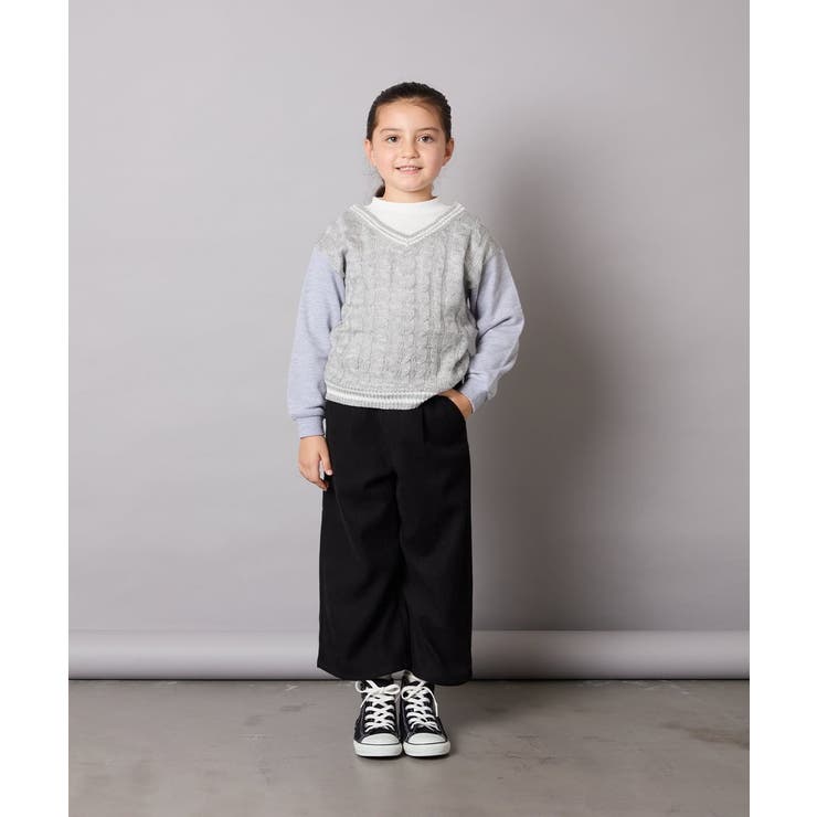 [120-160]配色ラインケーブルニットドッキングトレーナー | a.v.v【KIDS】 | 詳細画像6 