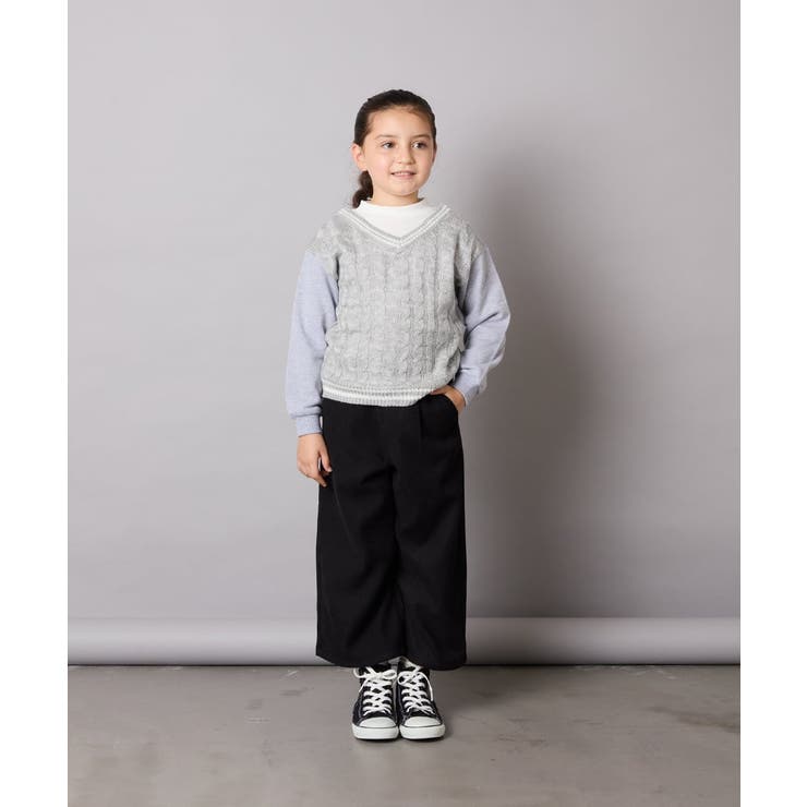 [120-160]配色ラインケーブルニットドッキングトレーナー | a.v.v【KIDS】 | 詳細画像7 