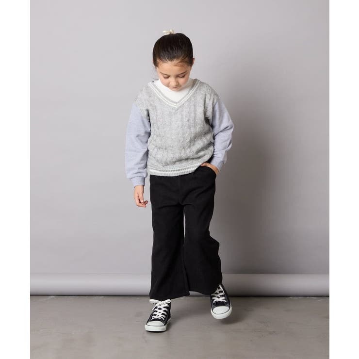 [120-160]配色ラインケーブルニットドッキングトレーナー | a.v.v【KIDS】 | 詳細画像8 