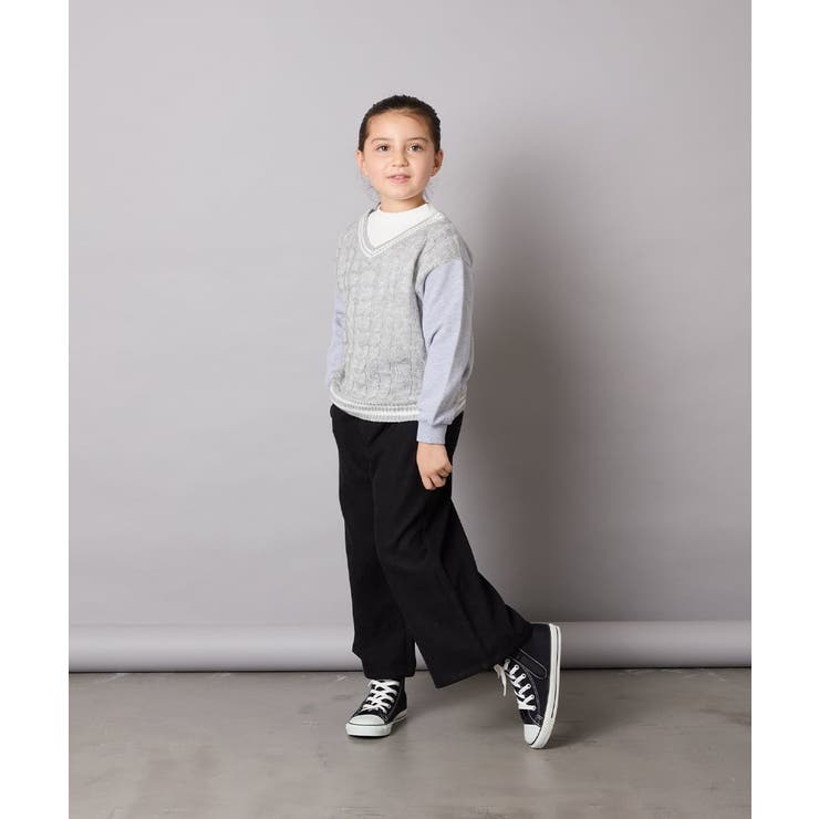 [120-160]配色ラインケーブルニットドッキングトレーナー | a.v.v【KIDS】 | 詳細画像9 