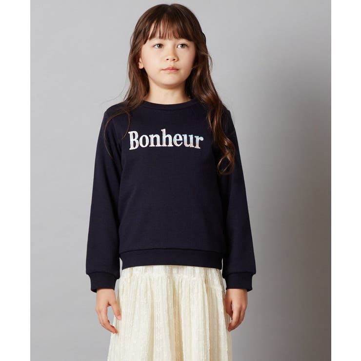 ネイビー | [100-130]スパンコール＆ロゴアソートトレーナー | a.v.v【KIDS】