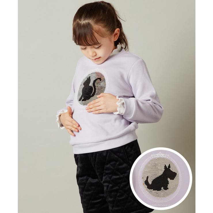 ラベンダー | [100-130]スパンコール＆ロゴアソートトレーナー | a.v.v【KIDS】