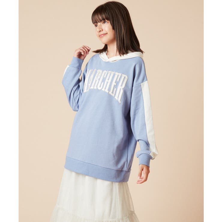 [130]オーバーシルエット配色ロゴスウェット | a.v.v【KIDS】 | 詳細画像2 