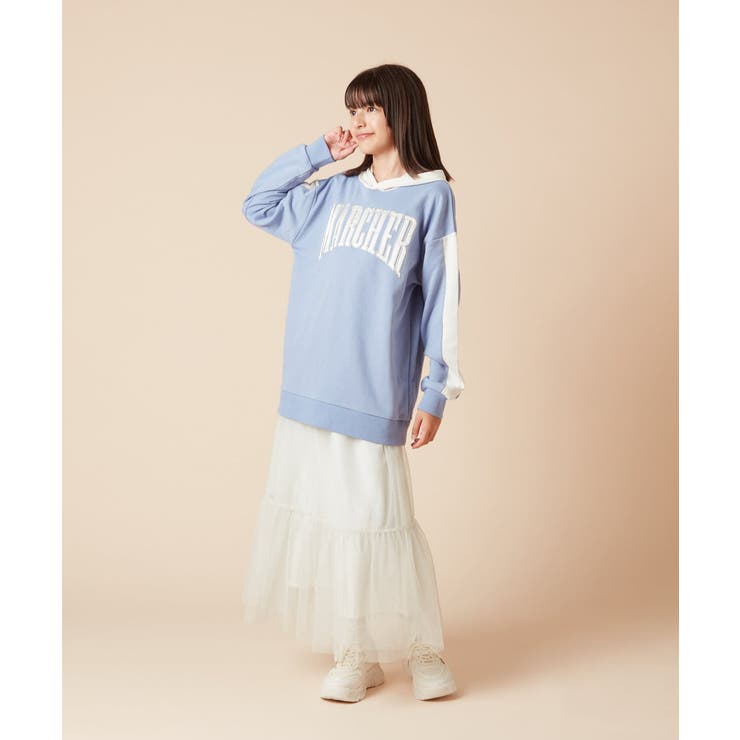 [130]オーバーシルエット配色ロゴスウェット | a.v.v【KIDS】 | 詳細画像8 