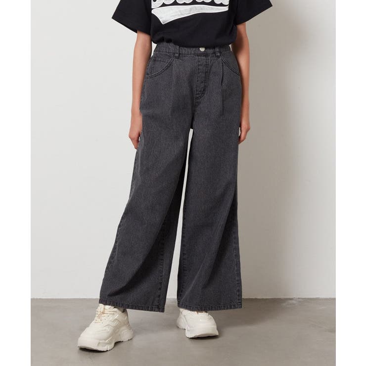 ブラック | [120-130]デニムワイドパンツ | a.v.v【KIDS】