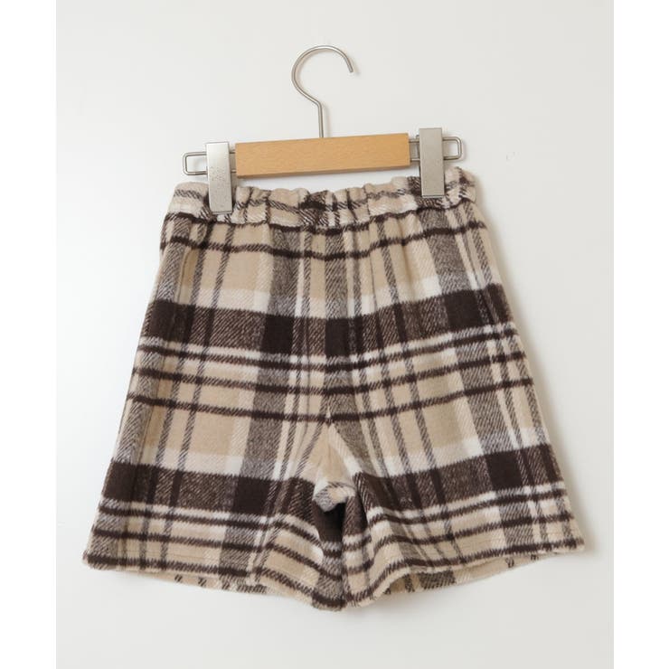 140-150]シャギーチェックショートパンツ[品番：ITKW0019053