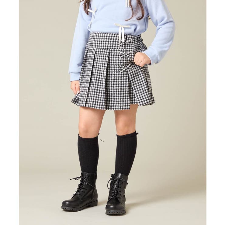 アイボリー | [110-160]レースアッププリーツスカパン | a.v.v【KIDS】