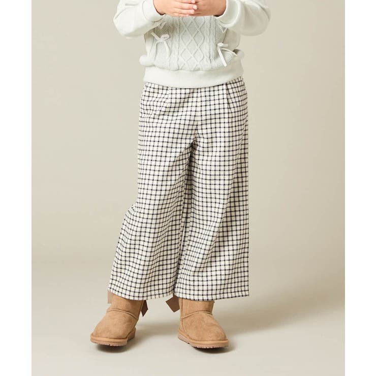 アイボリー | サス付きチェックワイドパンツ | a.v.v【KIDS】