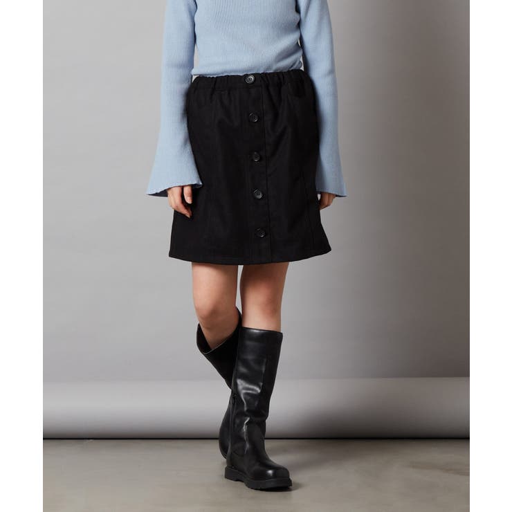 ブラック | [100-130]フロントボタンスカパン | a.v.v【KIDS】