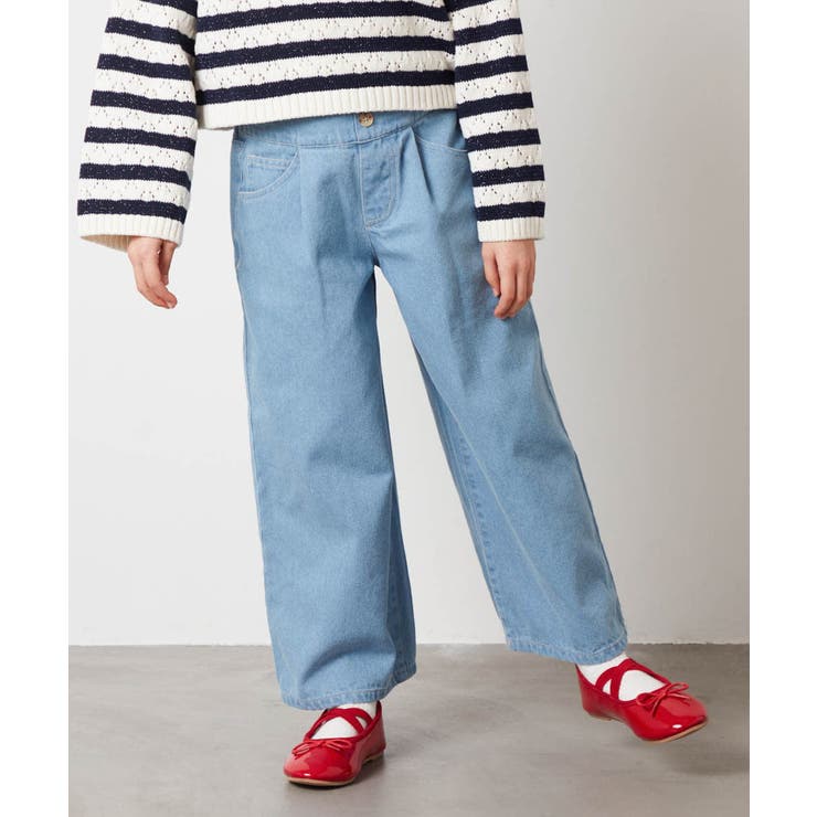 ライトブルー | [100-130]デニムワイドパンツ | a.v.v【KIDS】
