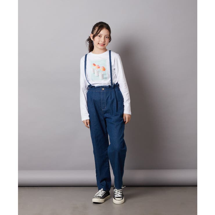 【デニム】[100-130]サスペンダー付きテーパードパンツ[品番：ITKW0015943]｜a.v.v【KIDS】（アーヴェヴェ）のキッズファッション通販｜SHOPLIST（ショップリスト）