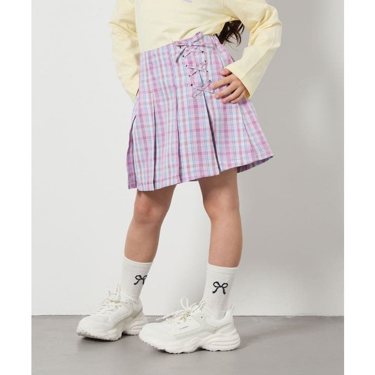 ラベンダー | [110-130]サイドレースアップスカパン | a.v.v【KIDS】