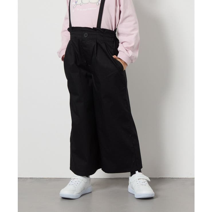 ブラック | [140-150]【接触冷感】サス付きワイドパンツ | a.v.v【KIDS】