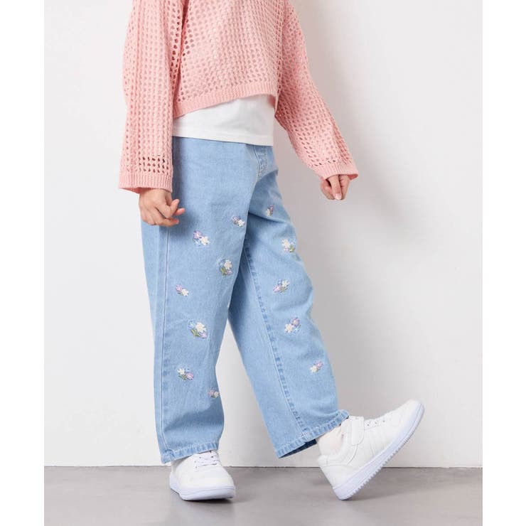 [120-160]【選べるデザイン】デザインワイドストレートデニム | a.v.v【KIDS】 | 詳細画像1 