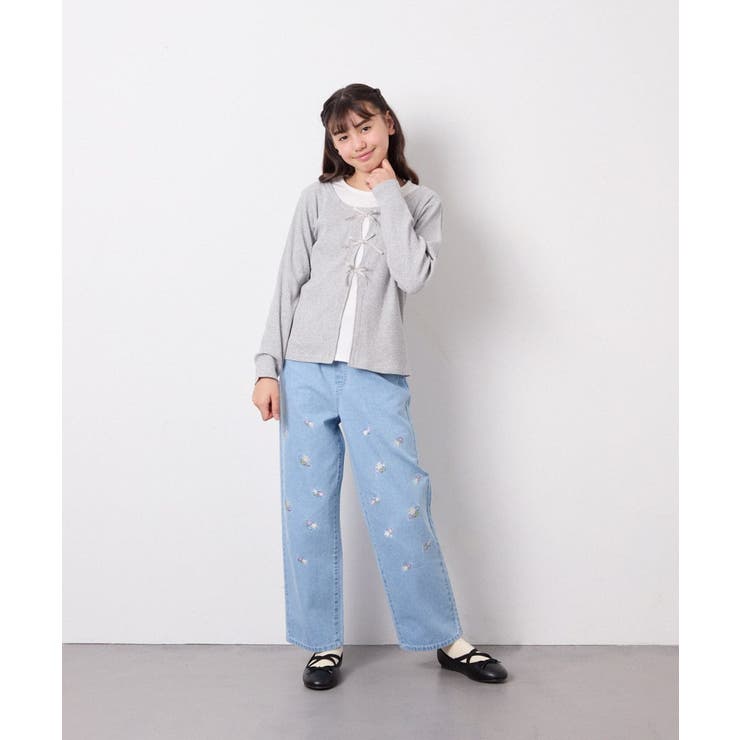 [120-160]【選べるデザイン】デザインワイドストレートデニム | a.v.v【KIDS】 | 詳細画像14 