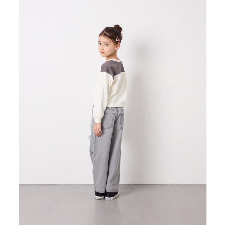 [120-160]【選べるデザイン】デザインワイドストレートデニム | a.v.v【KIDS】 | 詳細画像42 