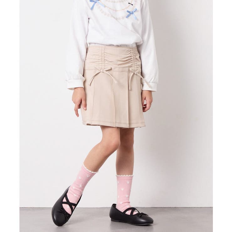ベージュ | [120-160]ギャザープリーツスカパン | a.v.v【KIDS】