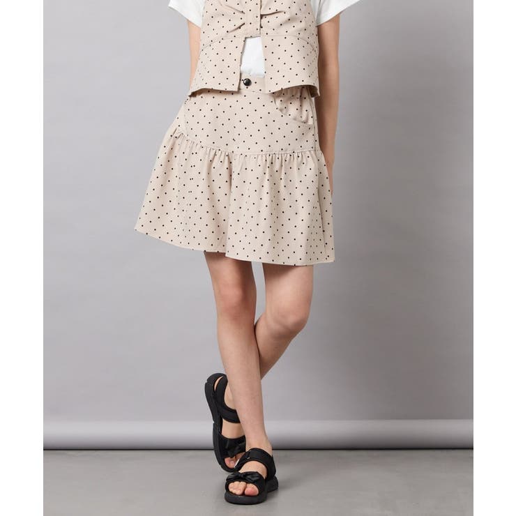 ベージュ | [120-160][ママとお揃いコーデが叶う]ギャザーキュロット | a.v.v【KIDS】