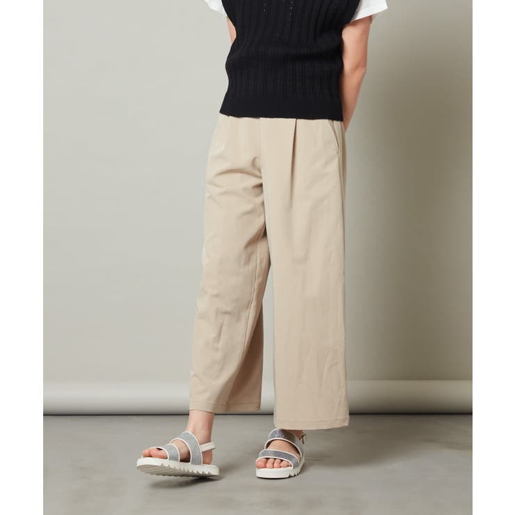 ベージュ サスペンダー付き ワイドパンツ Fashion Letter サスペンダー付きハイウェストツイルパンツ