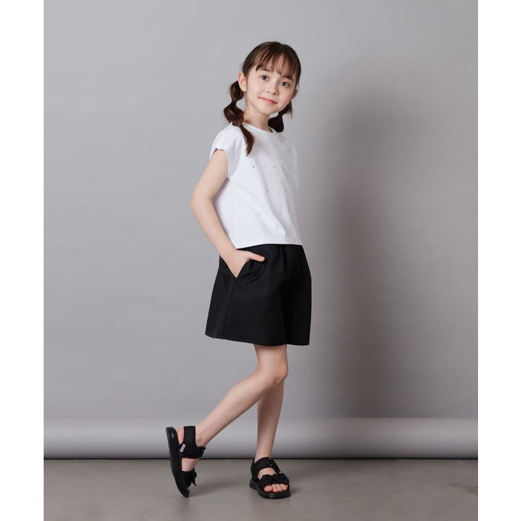 [100-130]【セットアップ対応】麻調タックキュロットパンツ | a.v.v【KIDS】 | 詳細画像12 