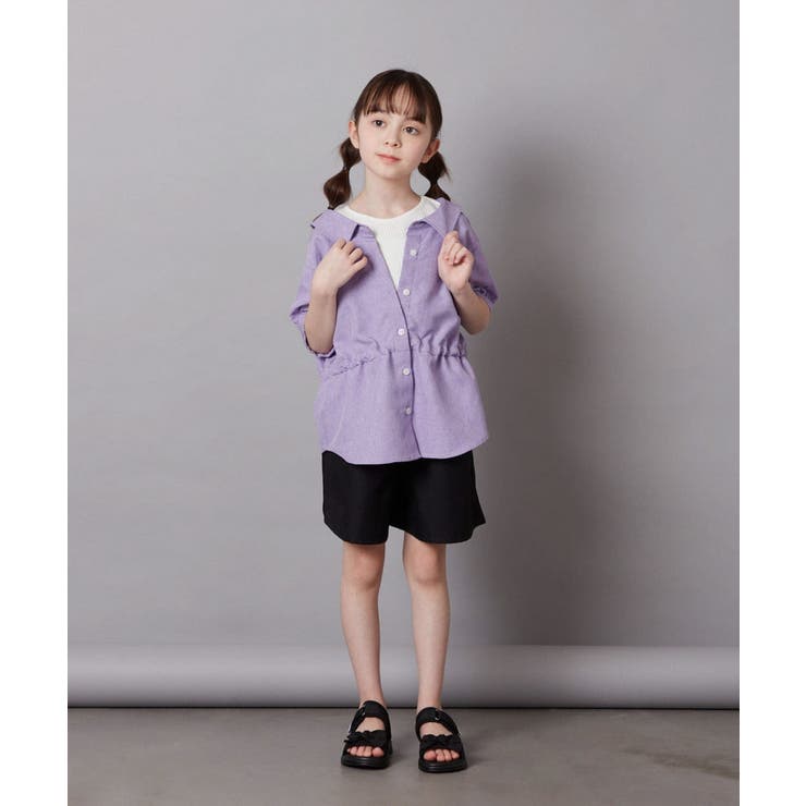 [100-130]【セットアップ対応】麻調タックキュロットパンツ | a.v.v【KIDS】 | 詳細画像15 